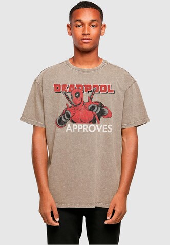 ABSOLUTE CULT Shirt 'Deadpool - Approves' in Beige: voorkant