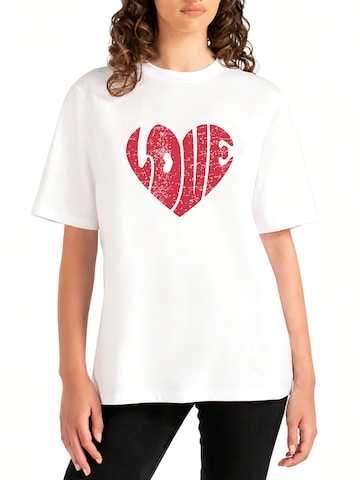 GORHEY Shirt 'Women's Summer Casual Red heart Print Shirt,Short-Sleeve Slim fit Basic Tee' in Wit: voorkant