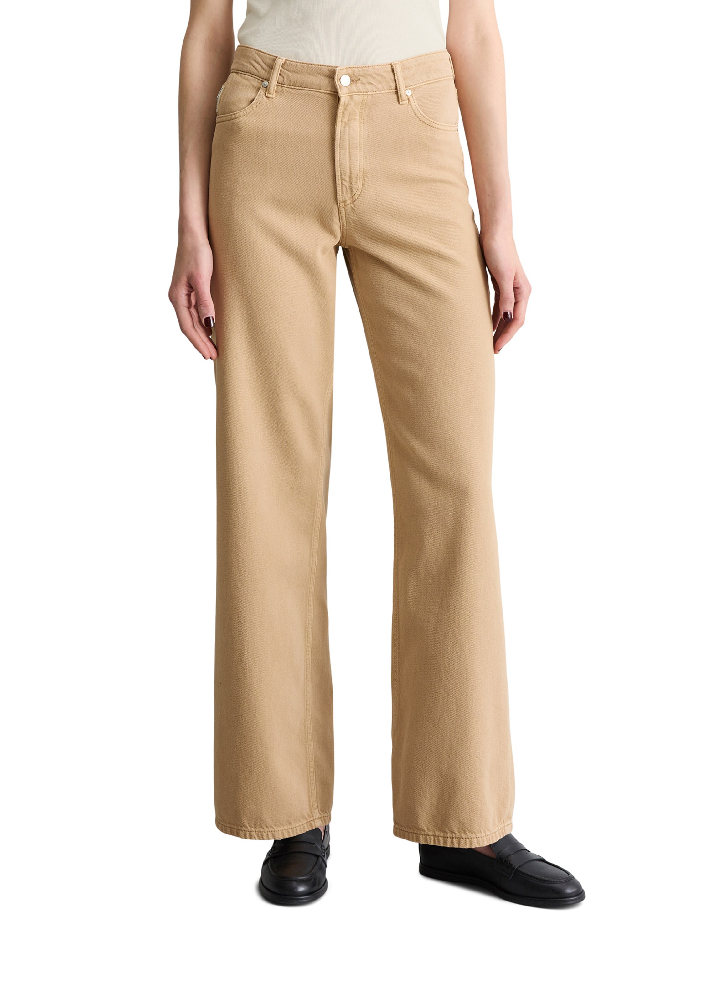 Marc O'Polo DENIM Wide leg Jeans 'Tomma' in Beige: voorkant