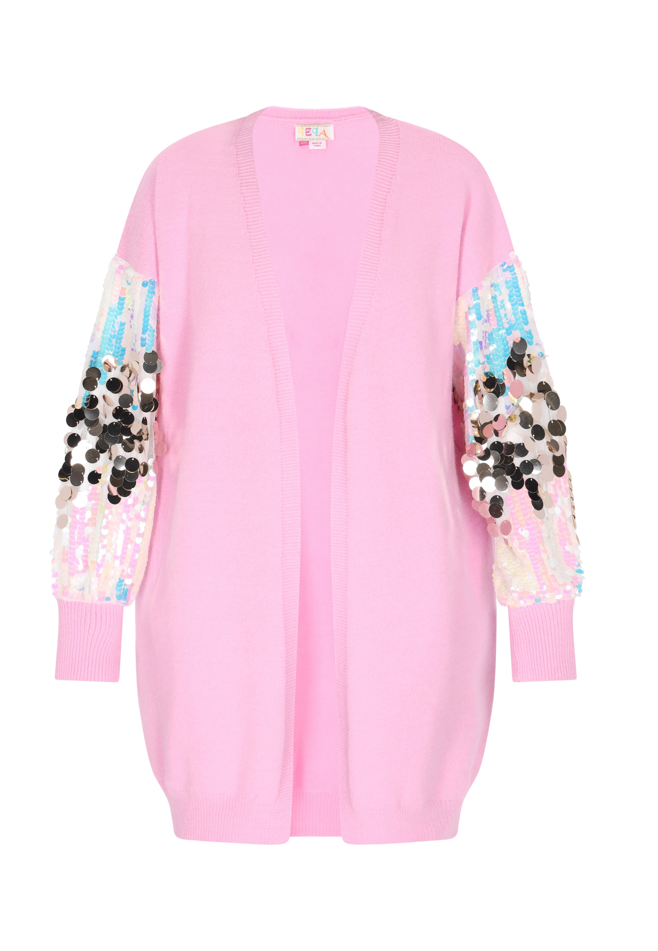 Geacă tricotată de la IZIA pe roz: față