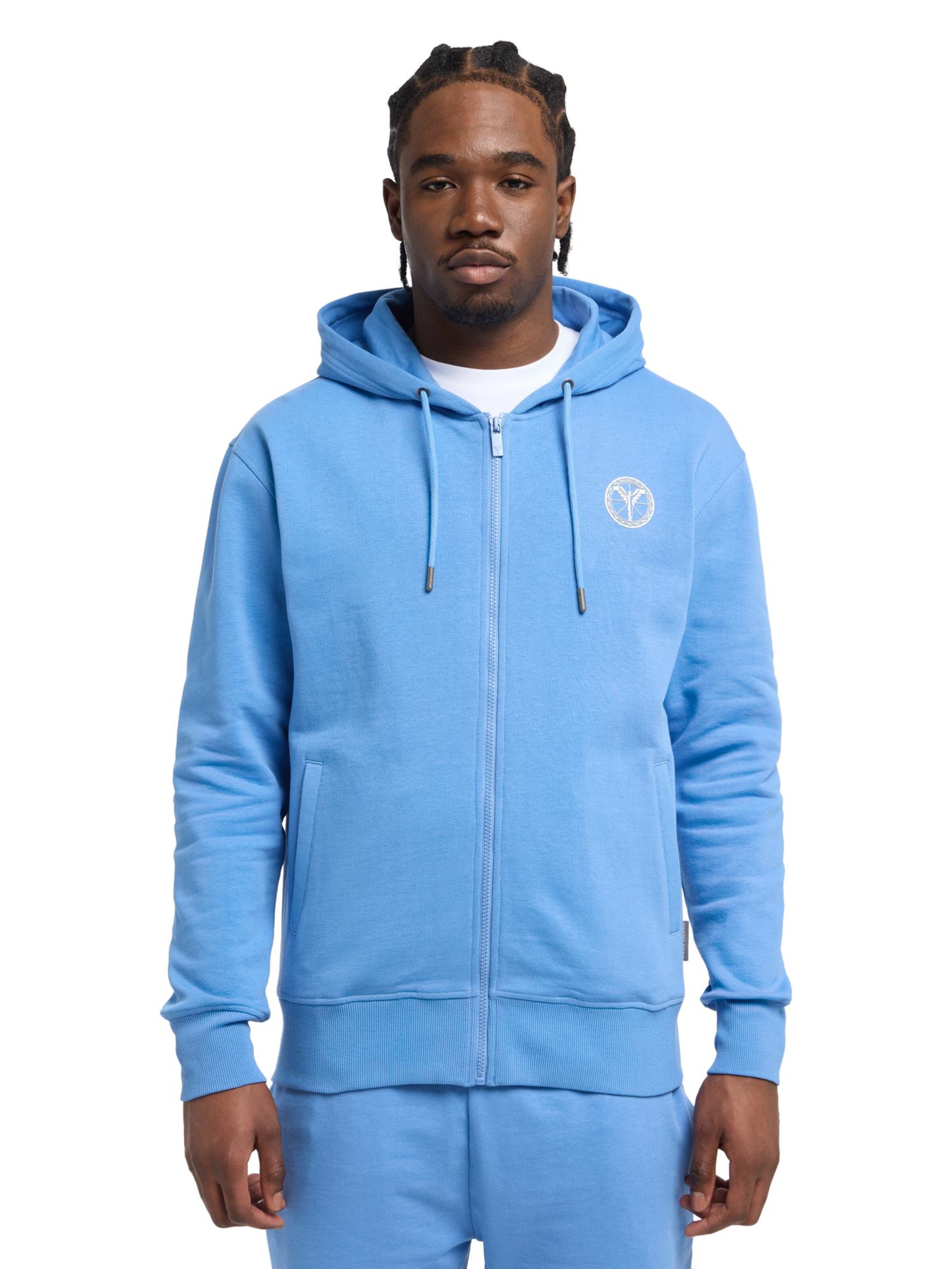 Carlo Colucci Sweatjacke 'Dender' in Blau: Vorderseite