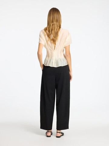 SELECTED Wide leg Bandplooibroek in Zwart