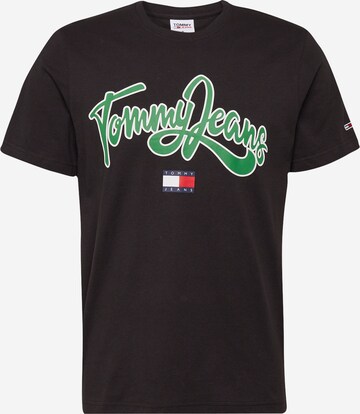 Tommy Jeans Shirt 'College' in Zwart: voorkant