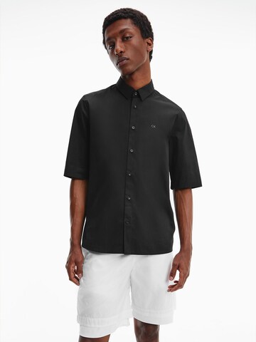 Calvin Klein Regular fit Button Up Shirt in Black: front