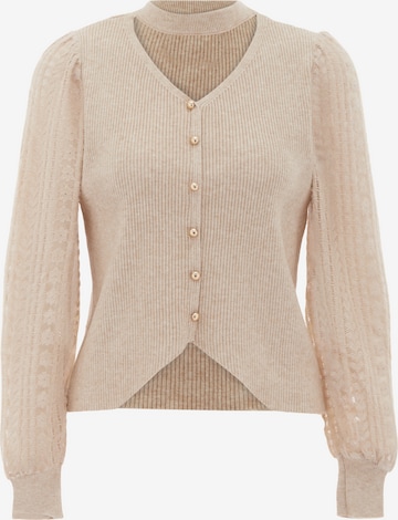 NAEMI Knit Cardigan in Beige: front