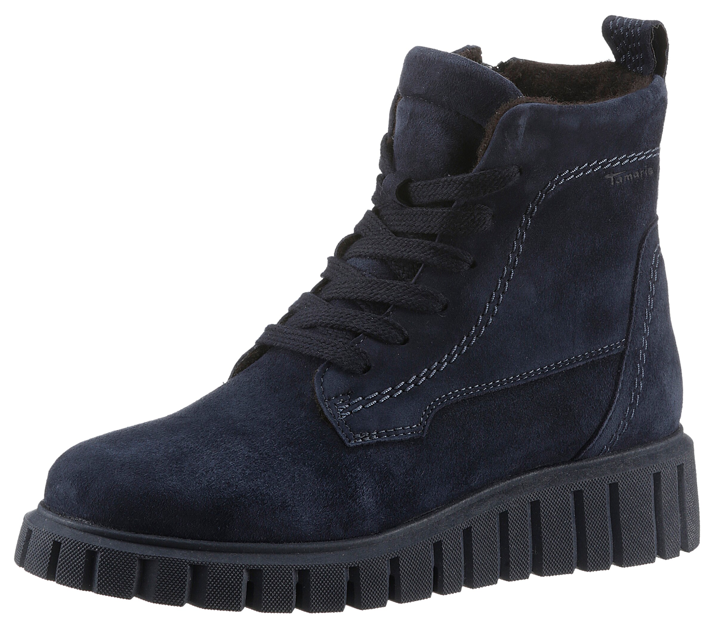 Tamaris Lace-up bootie in Blue: front