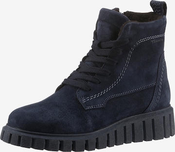 Tamaris Lace-up bootie in Blue: front