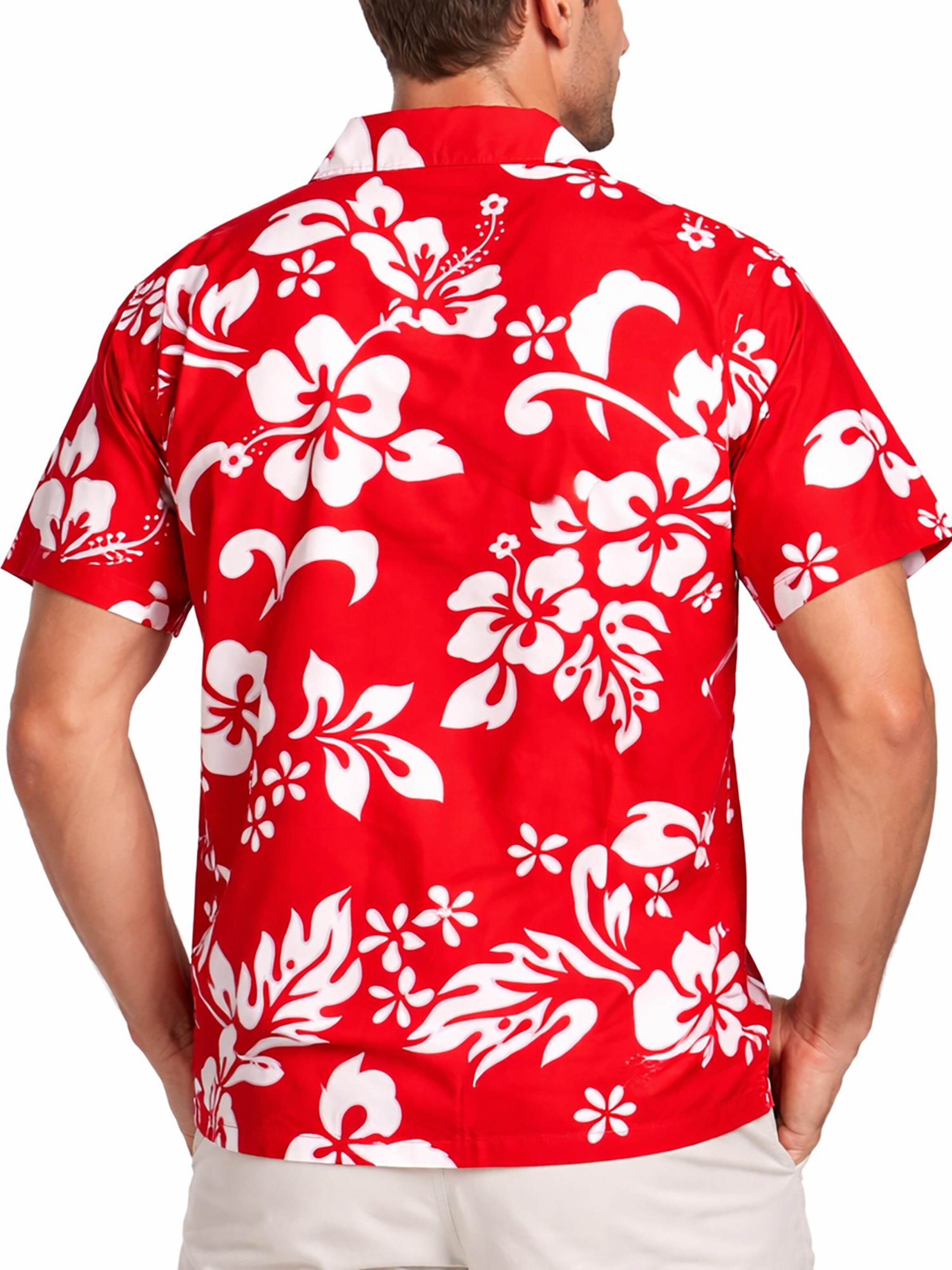King Kameha Shirt 'Hibiscus'‌ in Rot