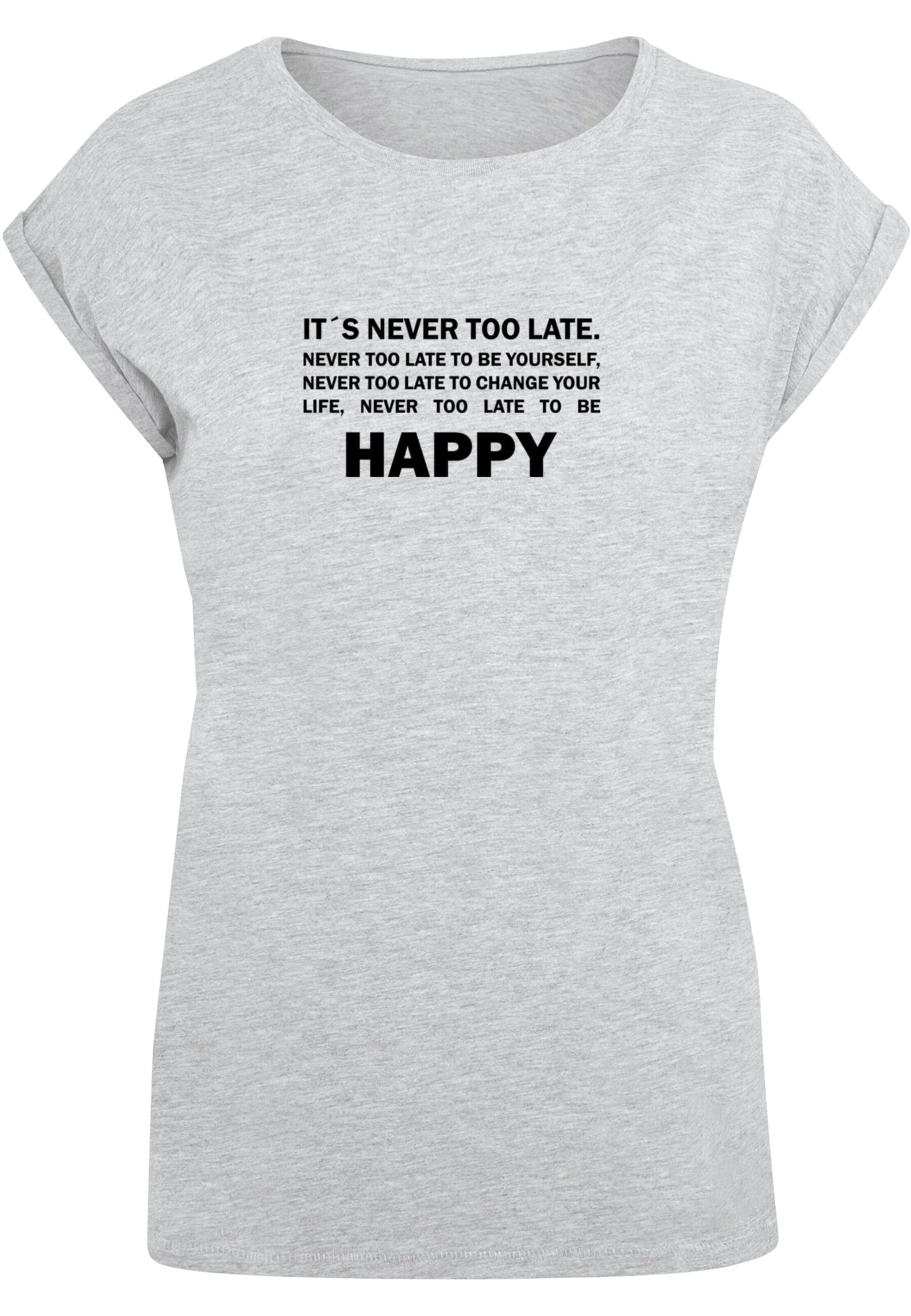 Merchcode Shirt 'Never Too Late' in Grey: front