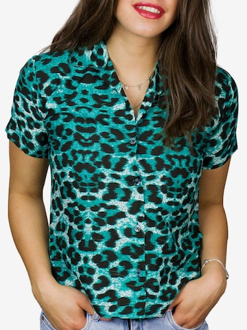 King Kameha Blouse 'Leopard' in Green: front