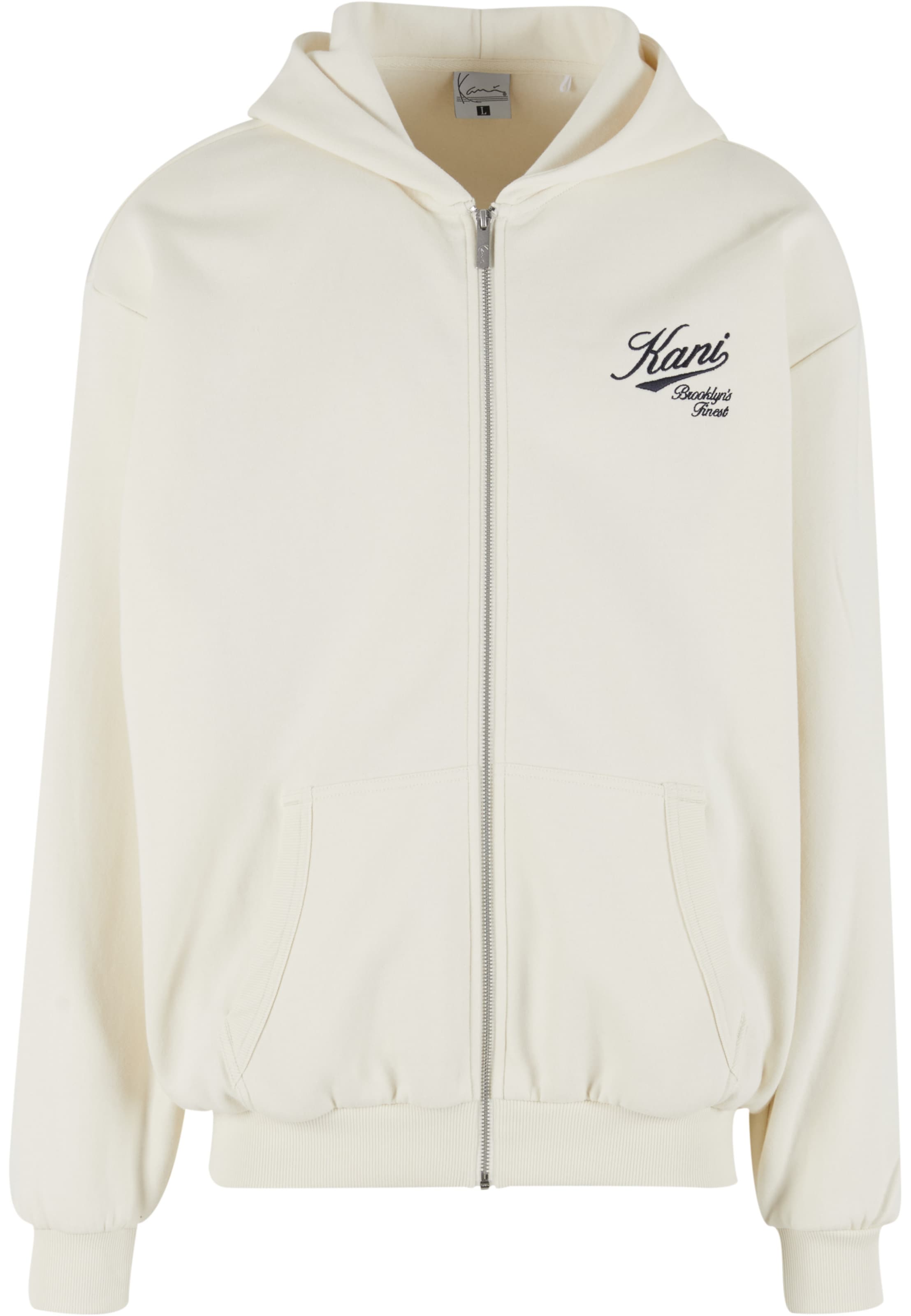 Karl Kani - Sudadera con cremallera 'Varsity' en blanco: frente