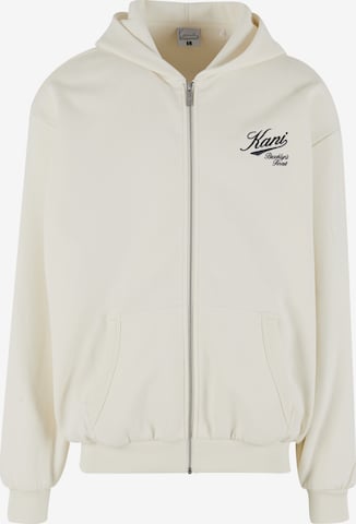 Karl Kani - Sudadera con cremallera 'Varsity' en blanco: frente