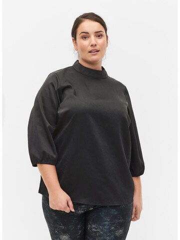 Zizzi Blouse 'Stine' in Zwart: voorkant