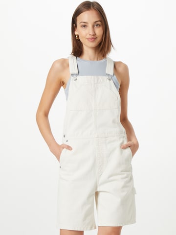 WEEKDAY Regular Dungaree jeans in White: front