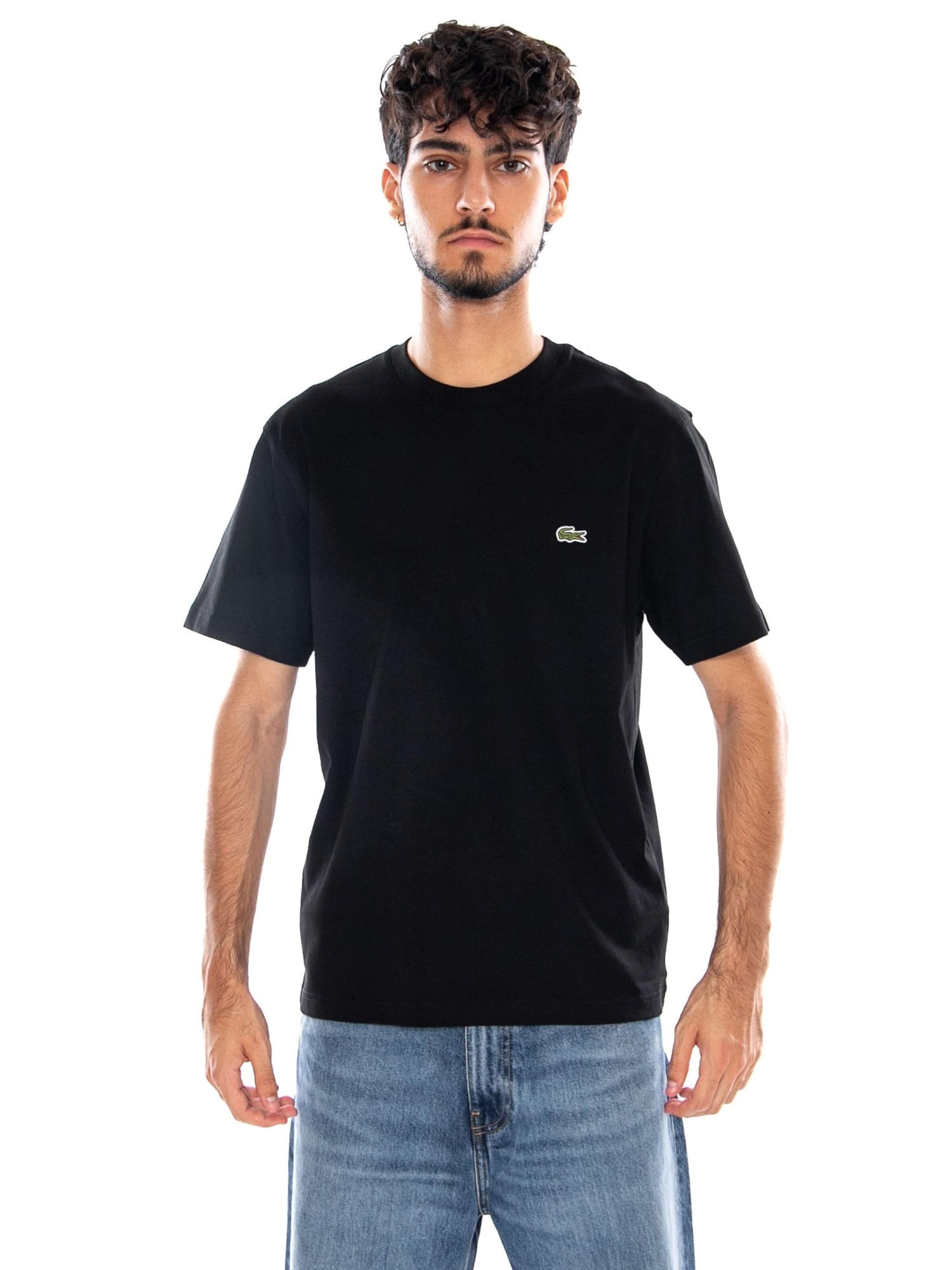 LACOSTE Koszulka 'Men's Black Crew Neck T-Shirt' w kolorze czarny: przód