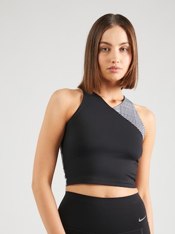 Sport top de la NIKE pe negru: față