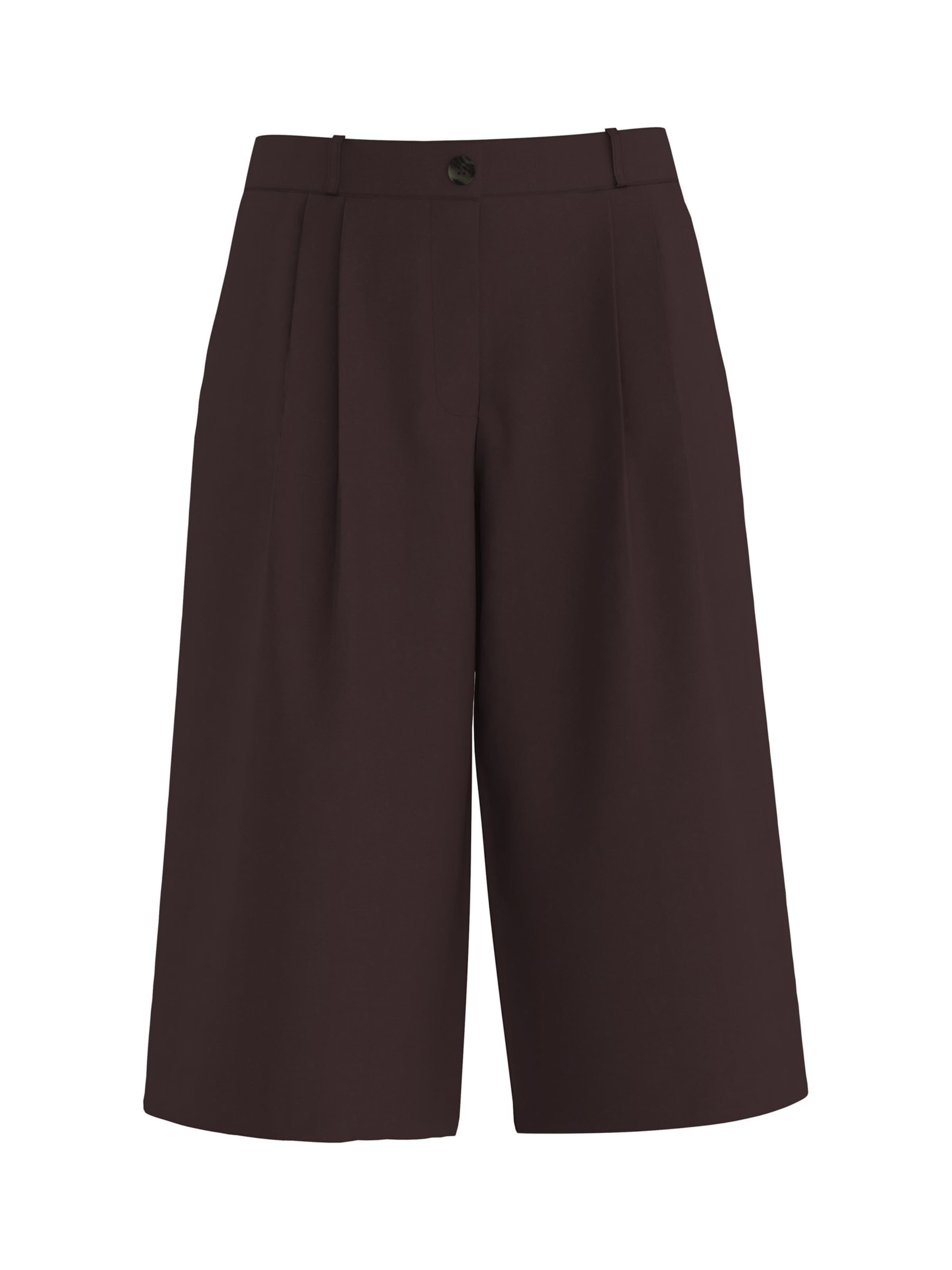 HYPEDROP Wide leg Pleat-Front Pants 'HDJanina' in Brown: front