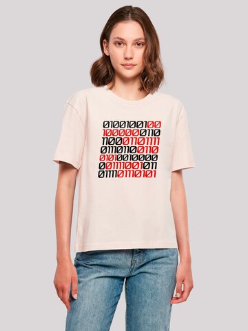 F4NT4STIC Shirt 'I love you 01001001 Binary Code Valentinstag' in Roze: voorkant