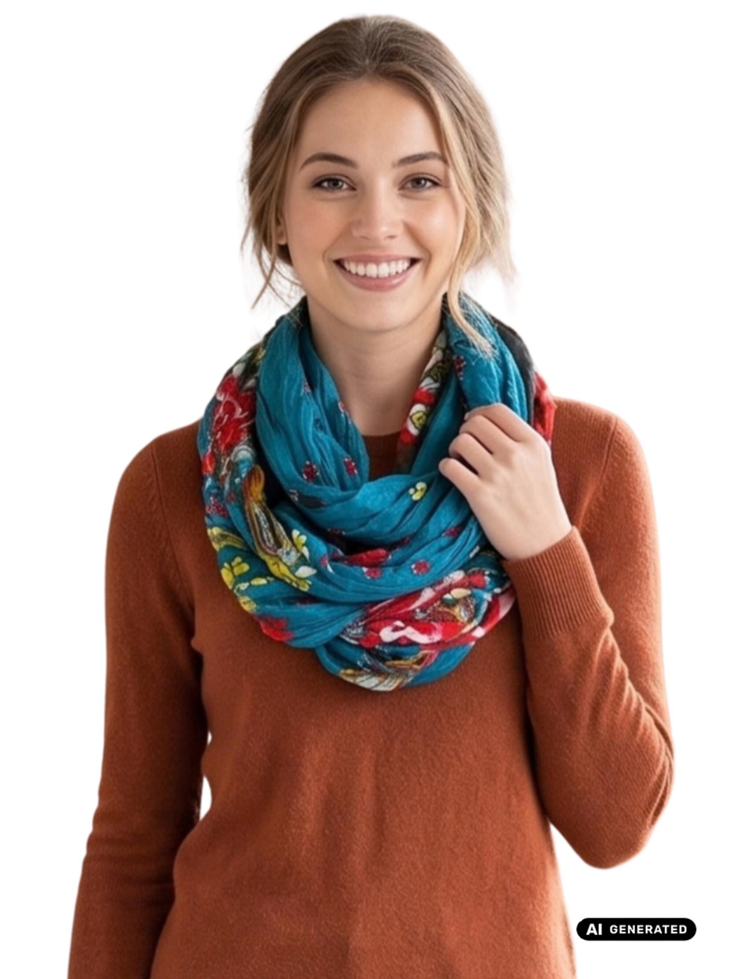 AvaMia Tube Scarf 'Schlauschal Blume' in Blue: front