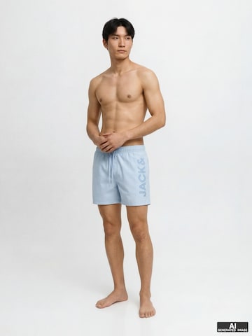 JACK & JONES Swimming shorts 'Jack & Jones Heren Zwemshort JPSTMAUI WAVE Logo Effen' in Blue