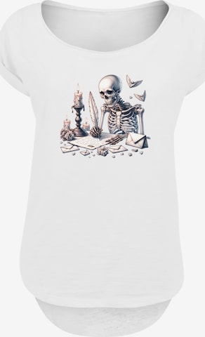 F4NT4STIC T-Shirt 'Skelett Liebesbrief Valentinstag' in Weiß: Vorderseite