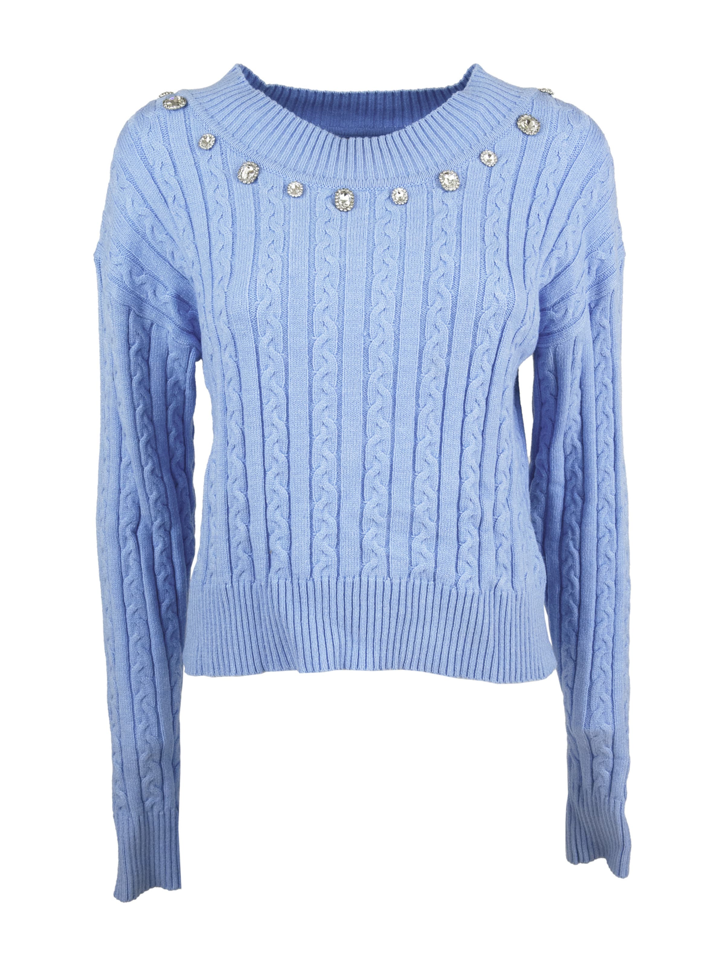 Influencer Πουλόβερ σε μπλε: μπροστά