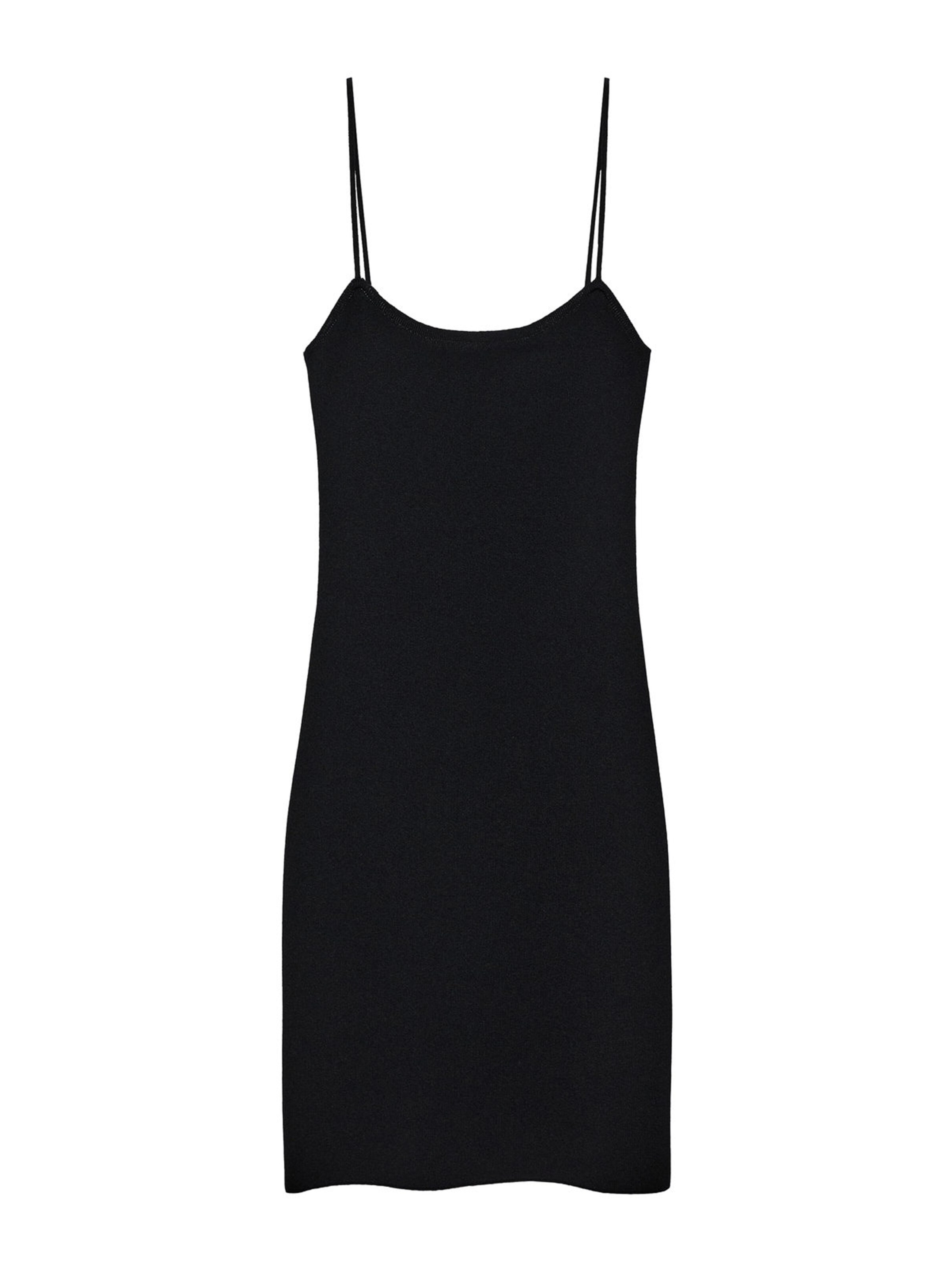 Rochie tricotat 'CIRUELA' de la MANGO pe negru: față