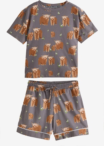 NextKratke hlače za spavanje 'Hamish The Highland Cow' - siva boja: prednji dio