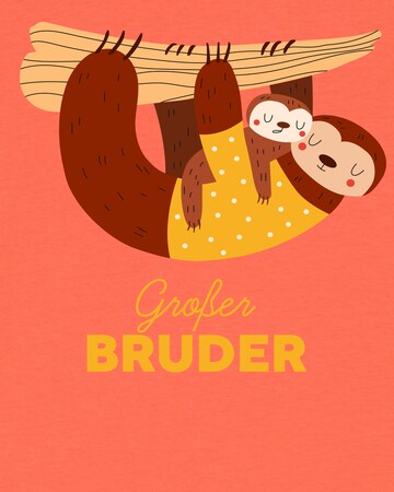 T-Shirt 'Faultier Großer Bruder' watabout.kids en orange