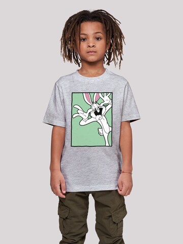F4NT4STIC Shirt 'Looney Tunes Bugs Bunny Funny Face' in Grijs: voorkant