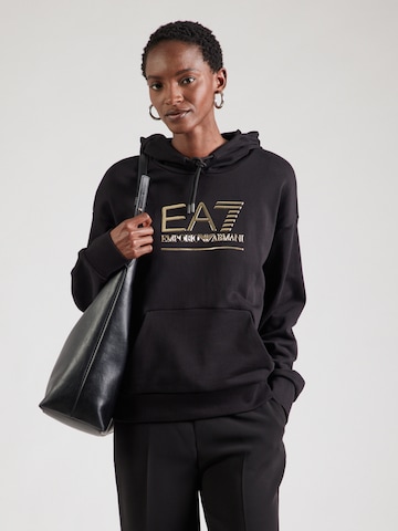 Felpa di EA7 Emporio Armani in nero: frontale