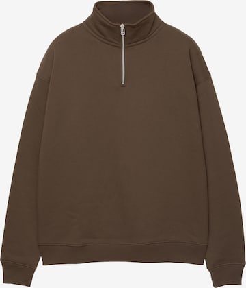 Pull&Bear Суичър в кафяво: отпред