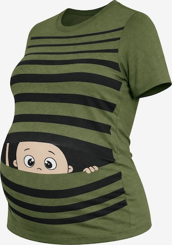 M.M.C. Shirt 'Guck Guck Umstandsshirt' in Green: front