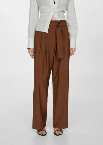 MANGO Wide leg Pleat-front trousers 'HUGO' in Brown: front