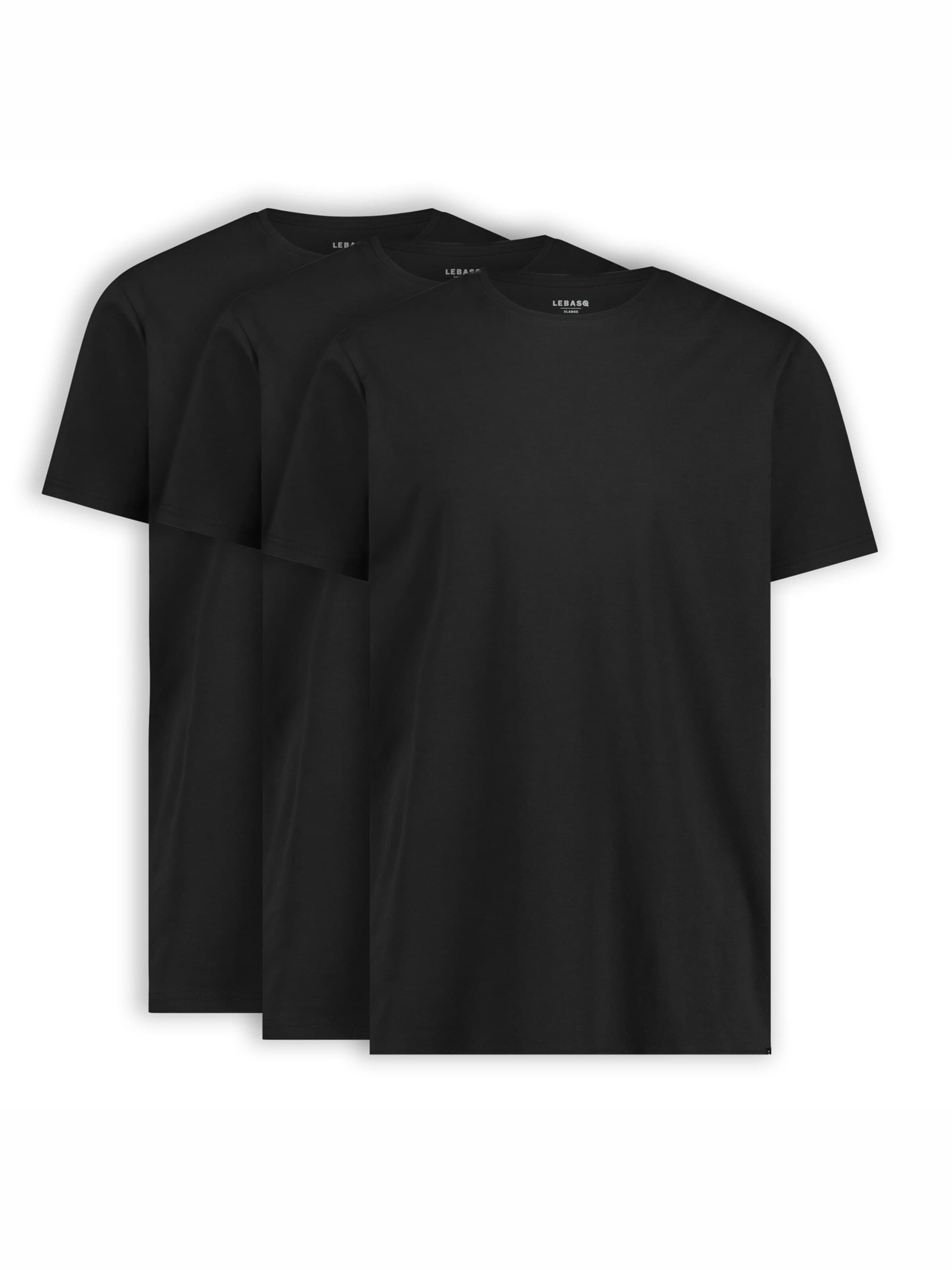LEBASQ Onderhemd 'Miles 3 Pack Crew Neck Long Fit' in Zwart