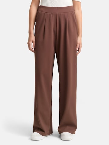 TOM TAILOR DENIM Wide leg Bandplooibroek in Bruin: voorkant