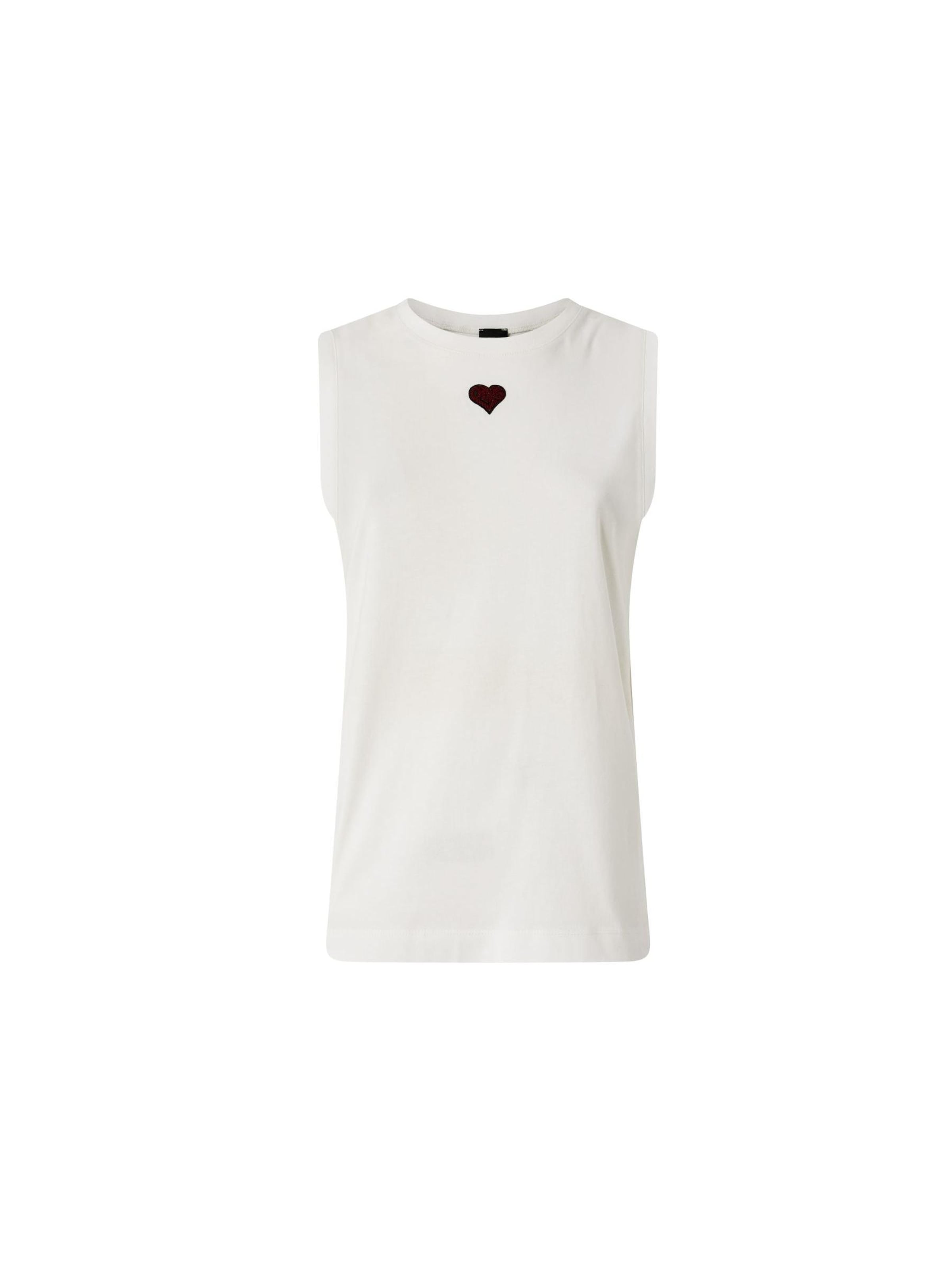 Top 'PINKO CASIMIRO CANOTTA JERSEY DI COTONE CON RICAMO canotta' di PINKO in bianco: frontale