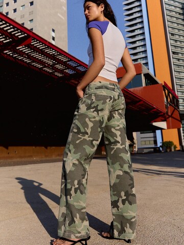 Bershka Wide leg Broek in Groen