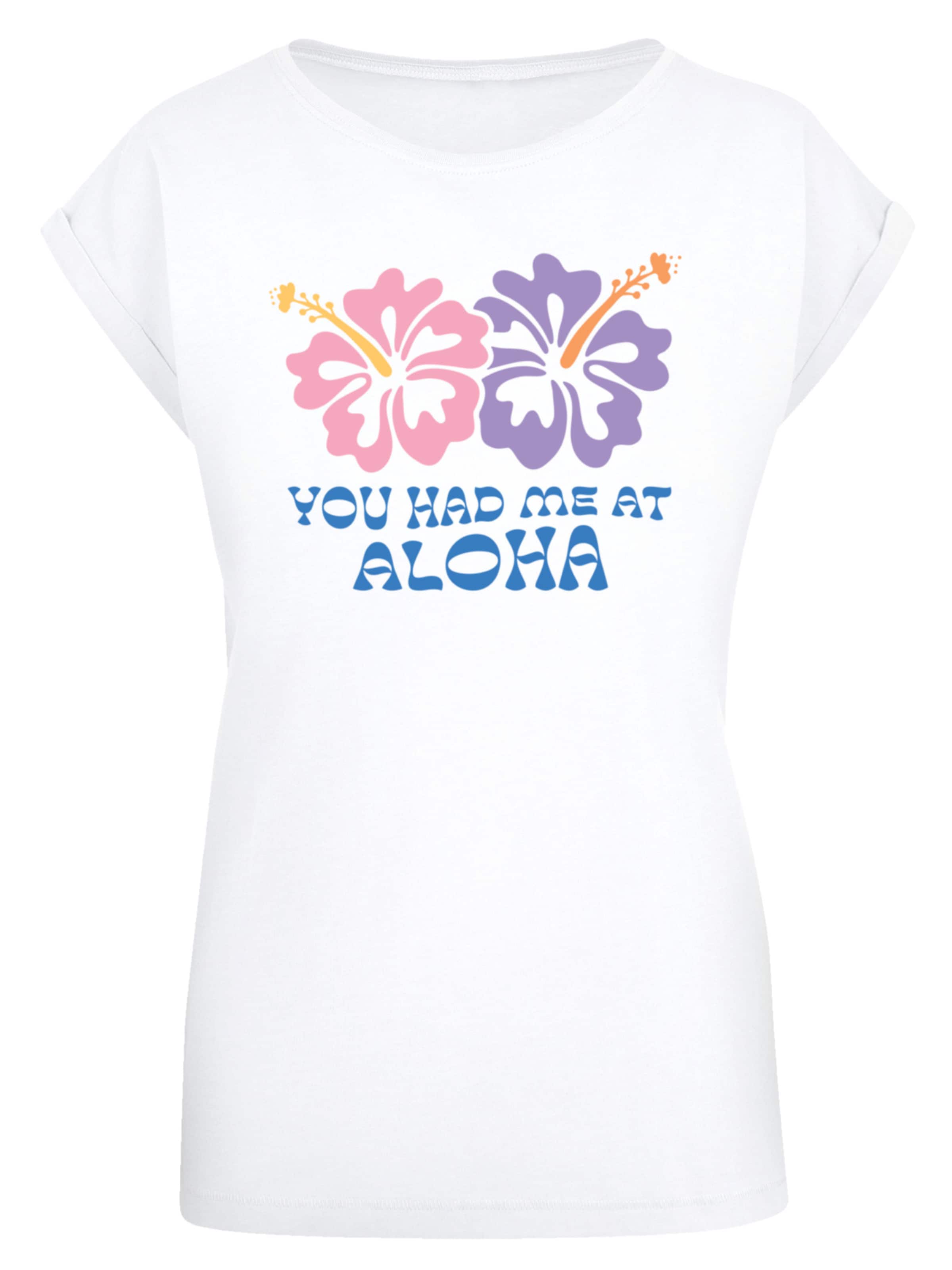 T-shirt 'You had me at Aloha' F4NT4STIC en blanc : devant