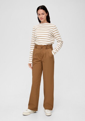s.Oliver Wide leg Pleat-front trousers in Brown