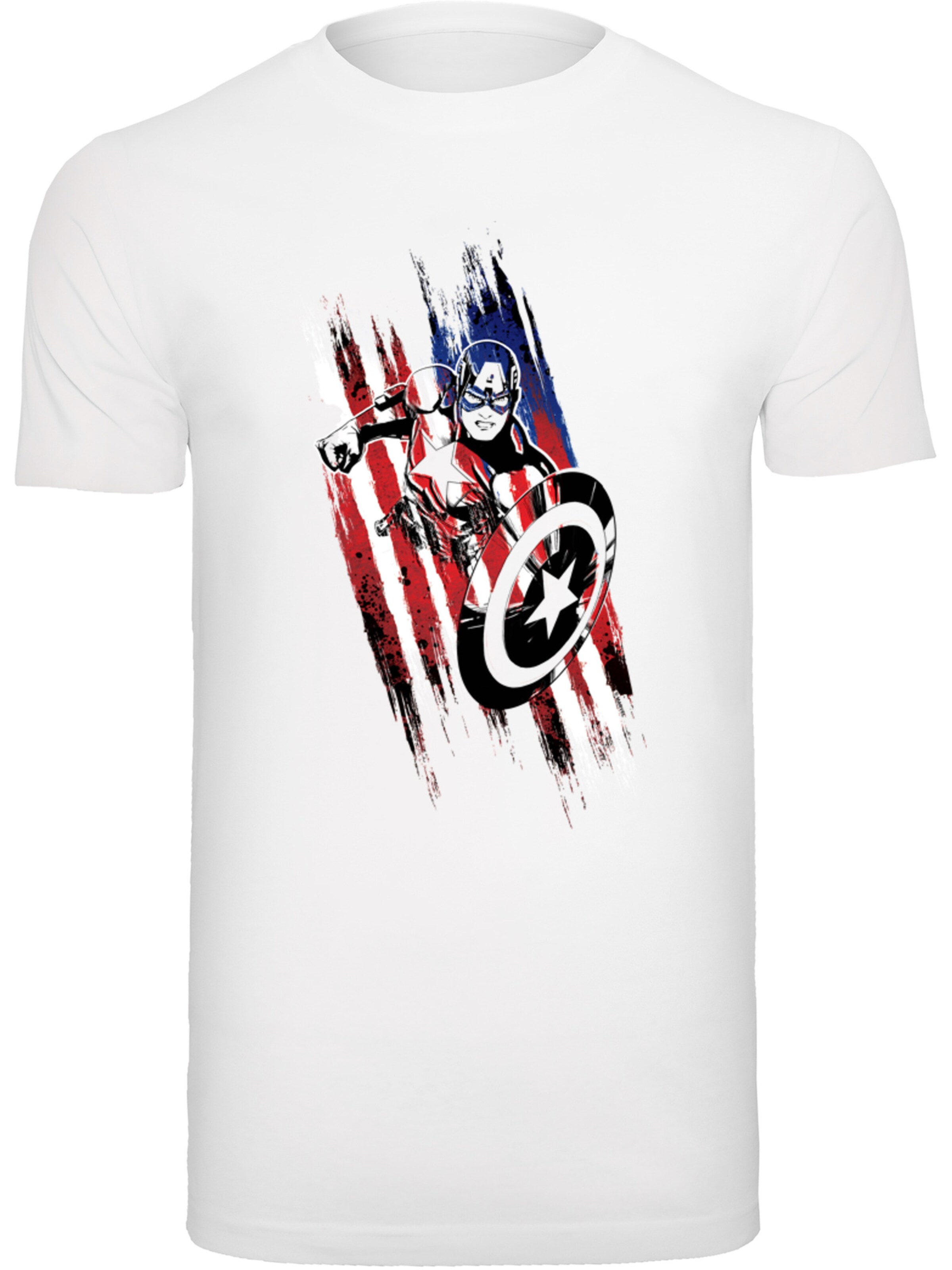 F4NT4STIC Shirt 'Marvel Avengers Captain America Streaks' in White: front