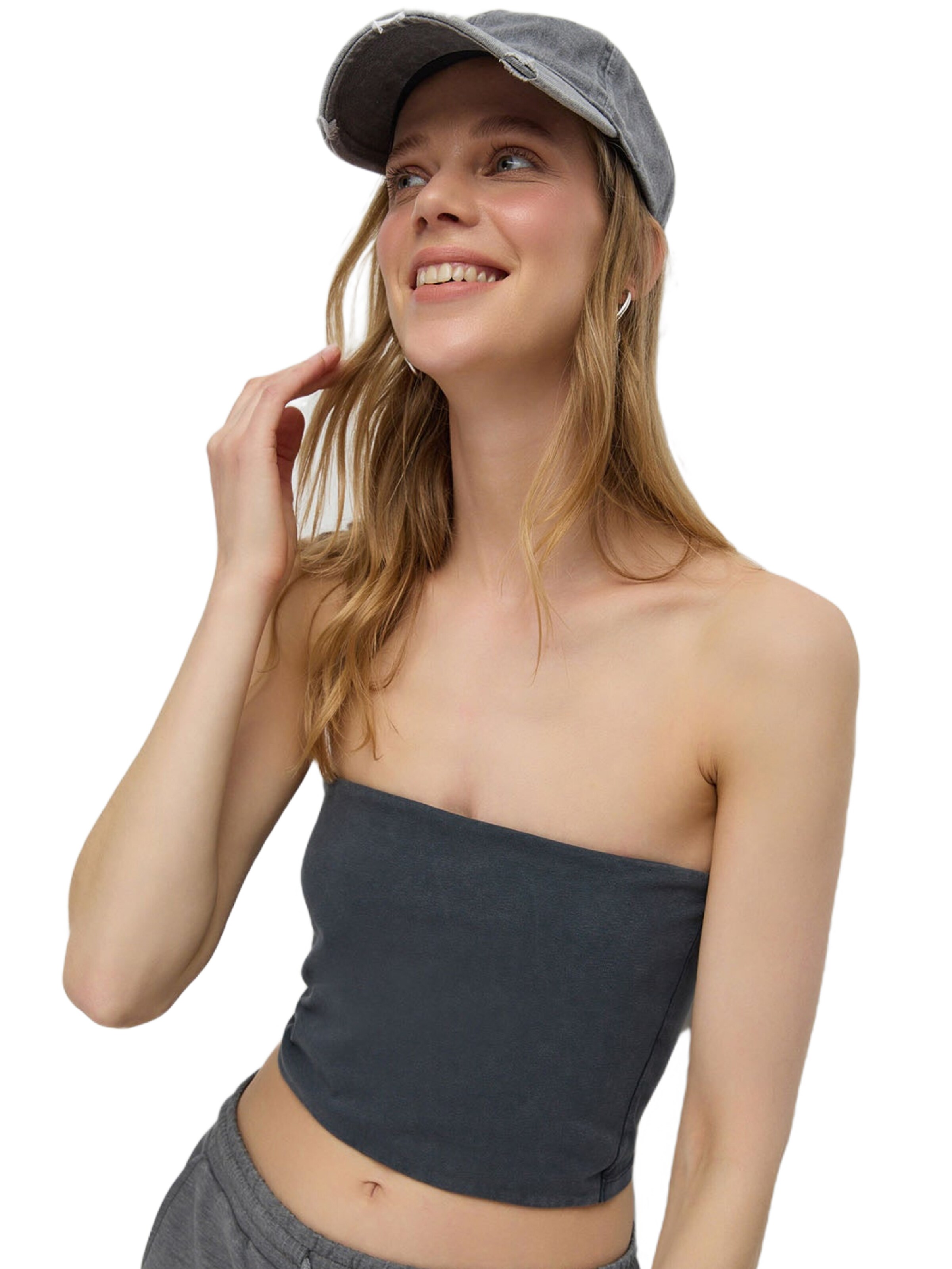 No Matter What Top in Grey: front