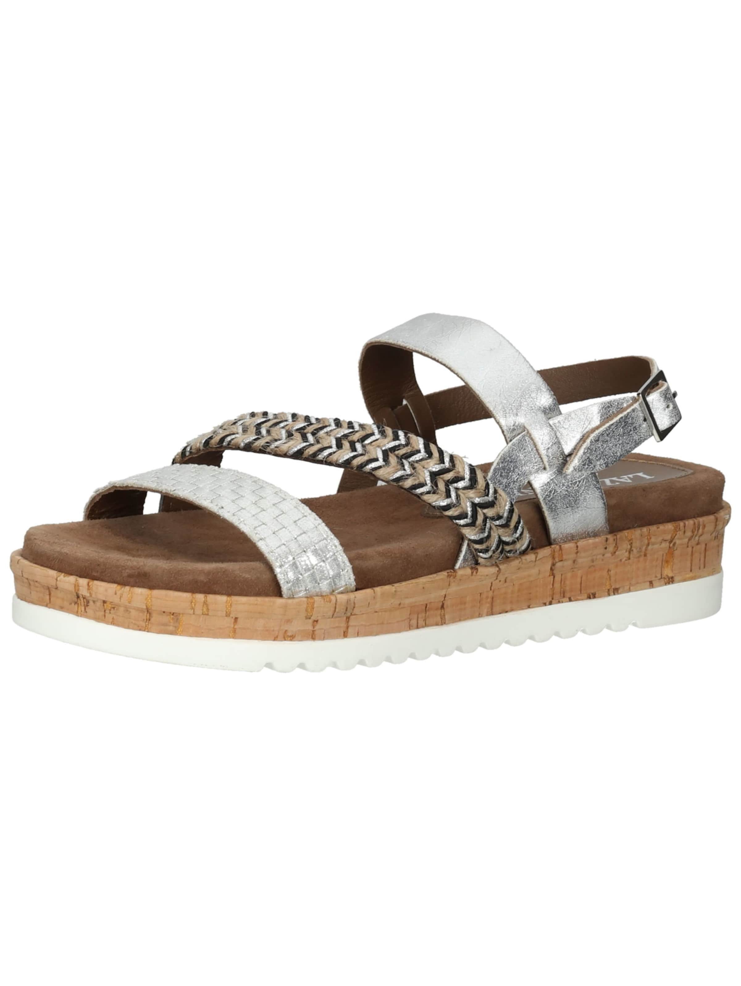 LAZAMANI Strap Sandals in Silver: front