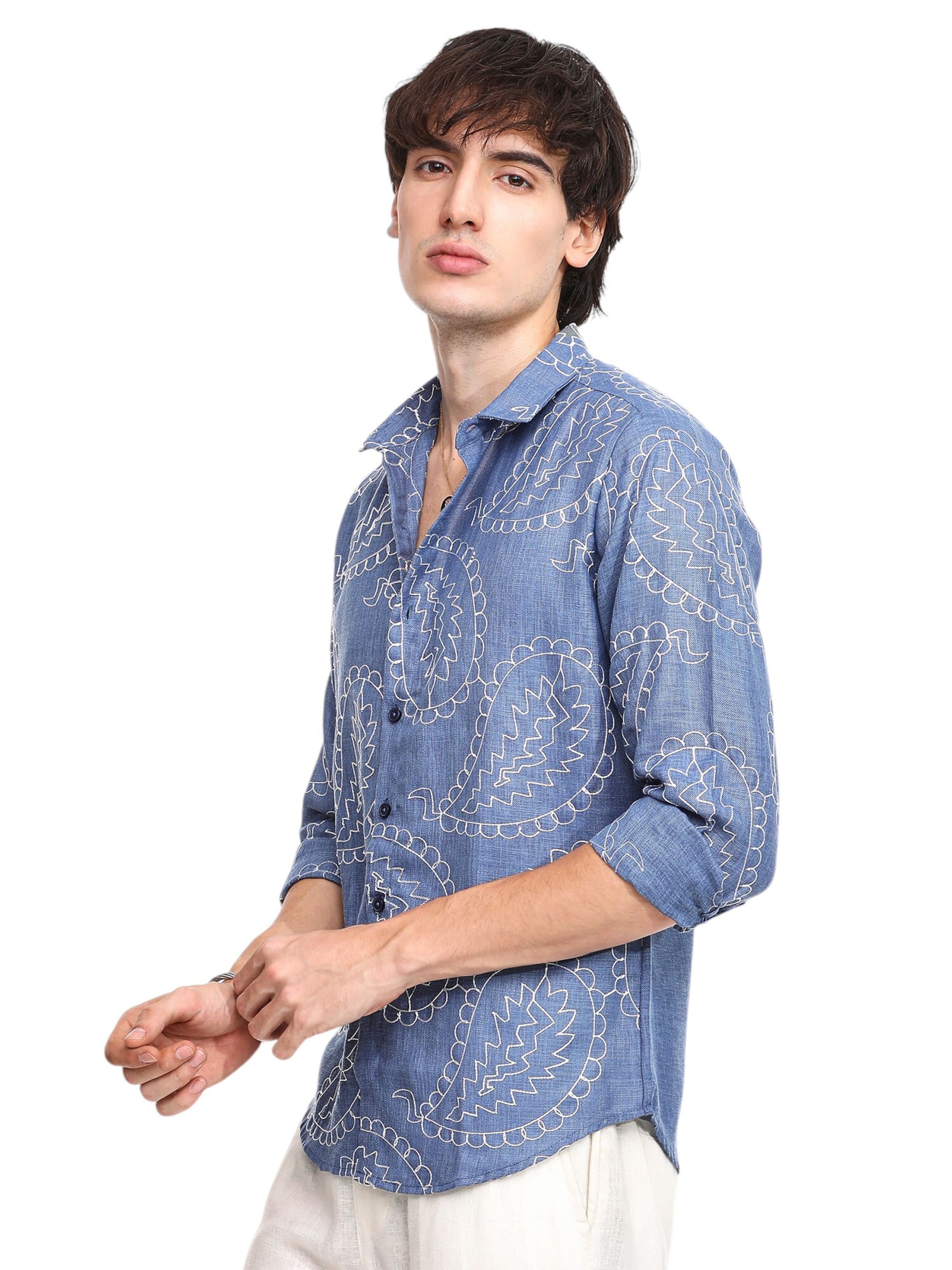 Coupe regular Chemise 'Zelma' Campus Sutra en bleu