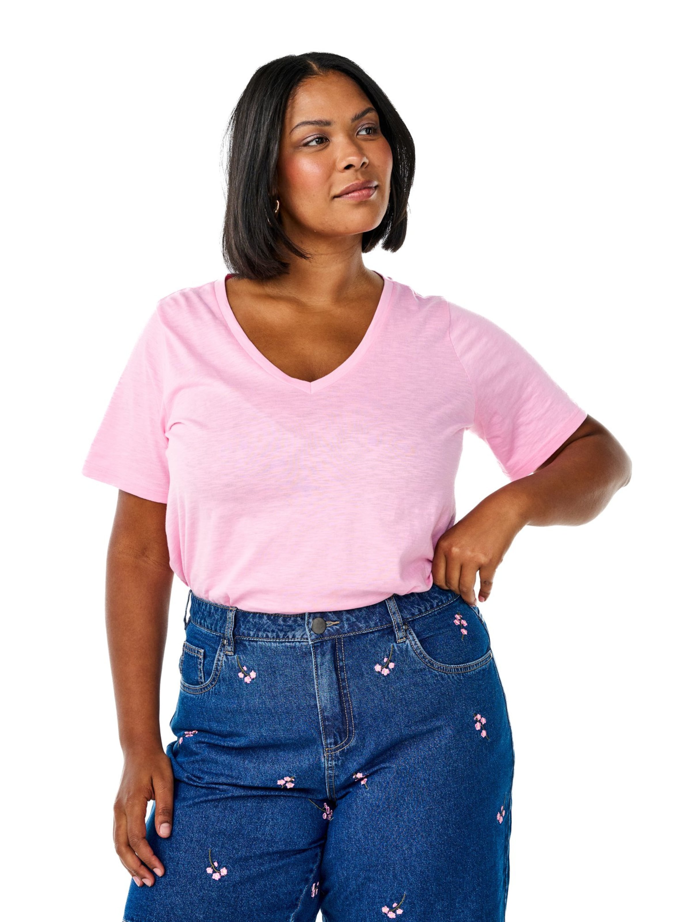 Zizzi T-Shirt 'Rea' in Pink