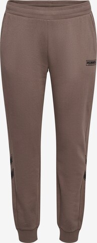 Hummel Tapered Workout Pants in Brown: front