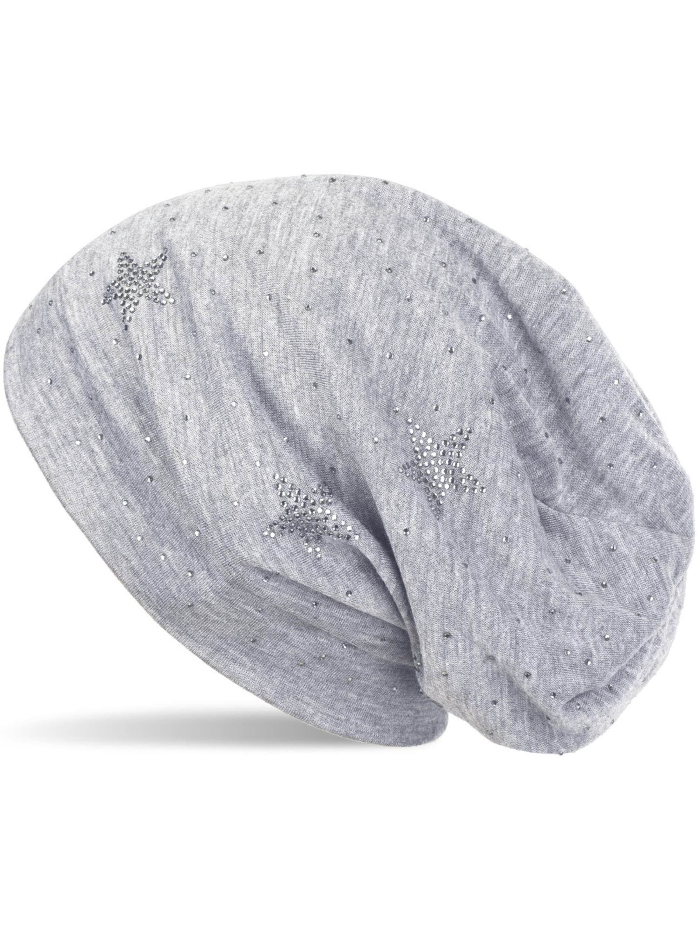 styleBREAKER Mütze 'Beanie mit Strass Sterne'‌‌‌‌‌‌ in Grau: Vorderseite