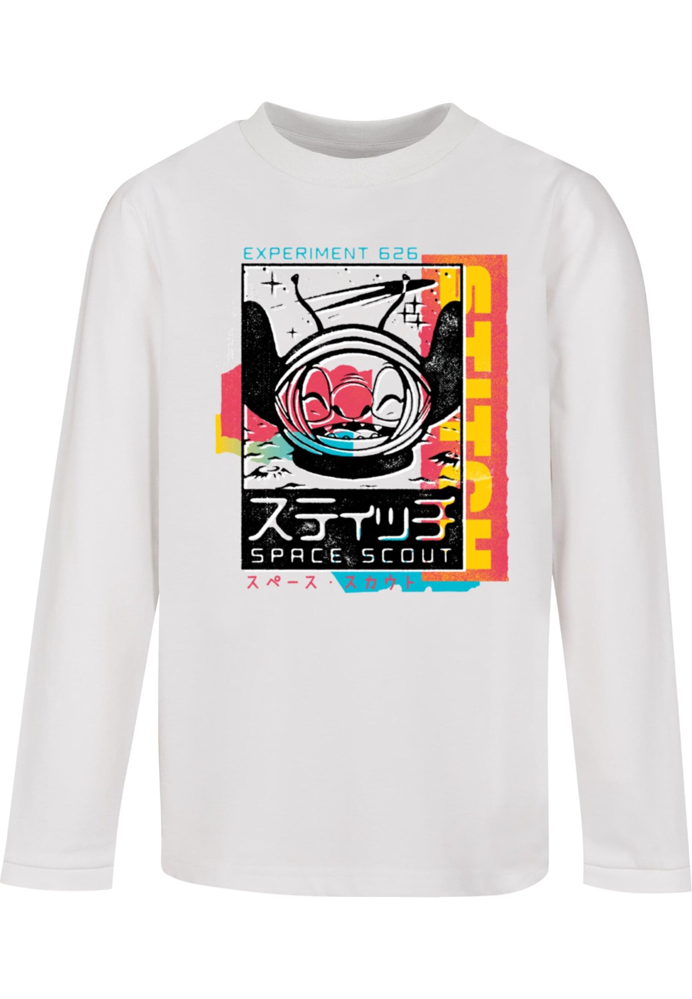 ABSOLUTE CULT Shirt 'Lilo and Stitch - Space Scout Japanese' in Weiß: Vorderseite