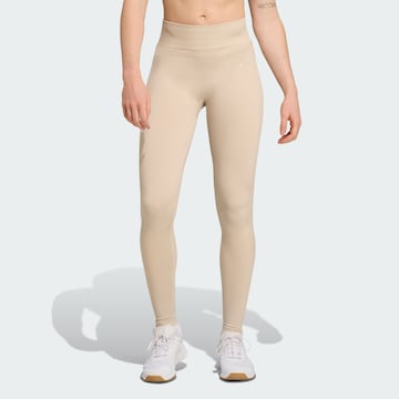 ADIDAS PERFORMANCE - Skinny Pantalón deportivo 'Essentials' en beige: frente