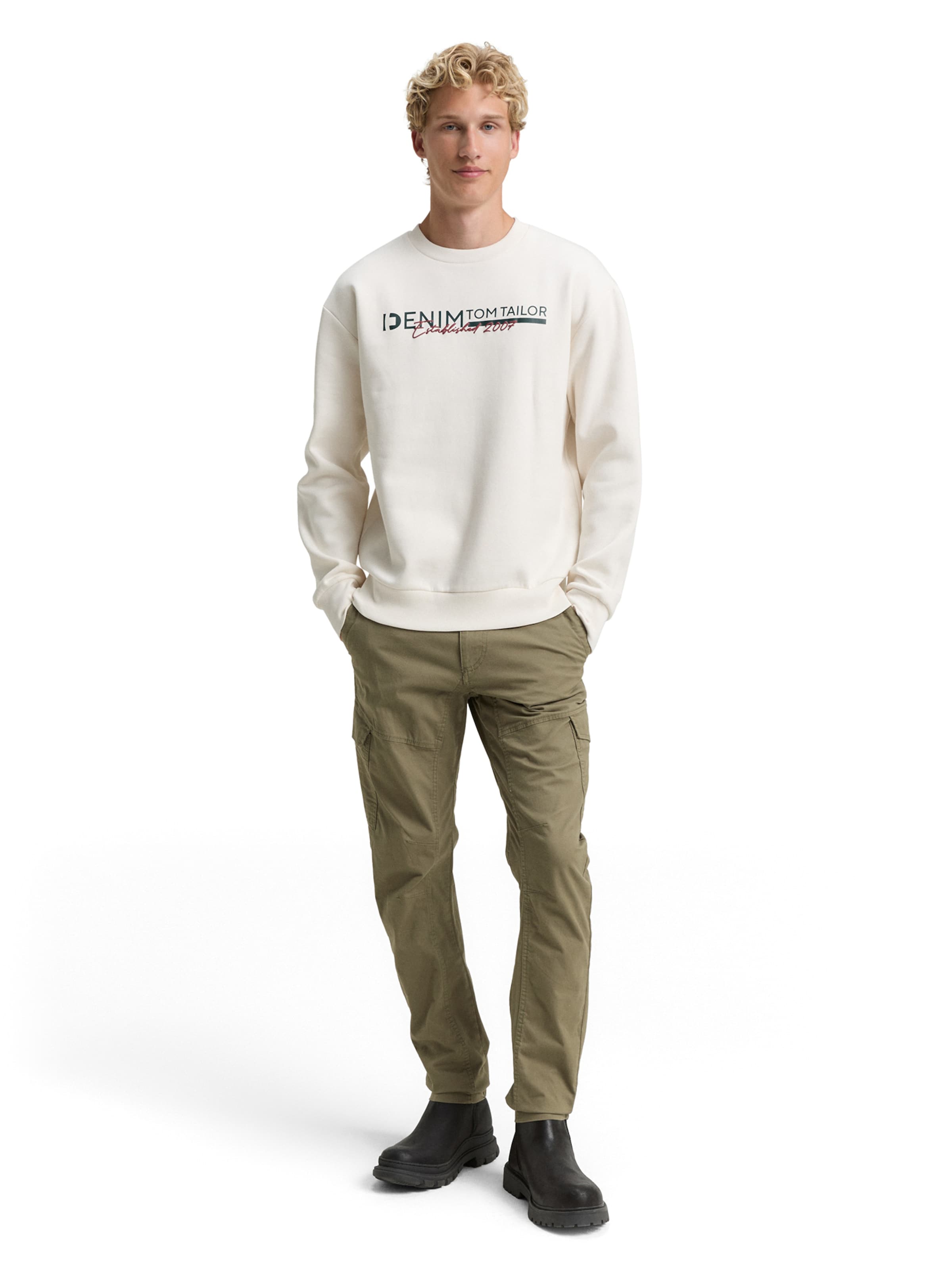 TOM TAILOR DENIM Слим фит Карго панталон в зелено